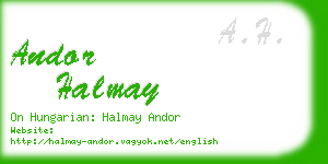 andor halmay business card